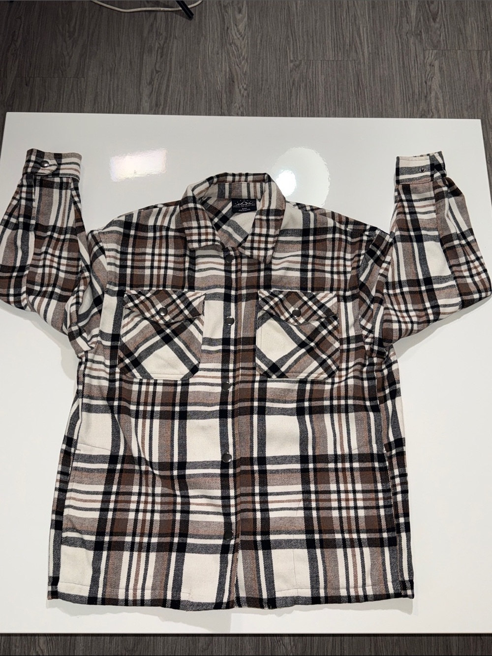HFX Ladies’ Flannel Shirt Jacket Size S/CH Brown Plaid